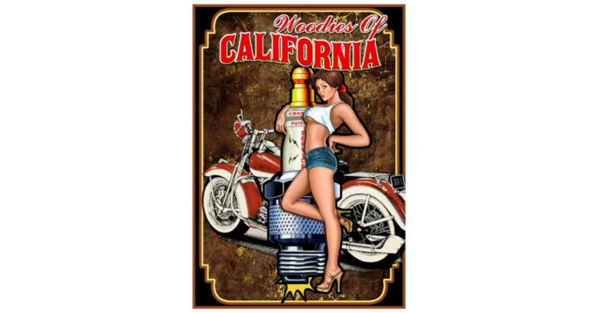 Plaque California Pin Up Garageatelierles Plaques Publicitaires Le Grenier Vintage 